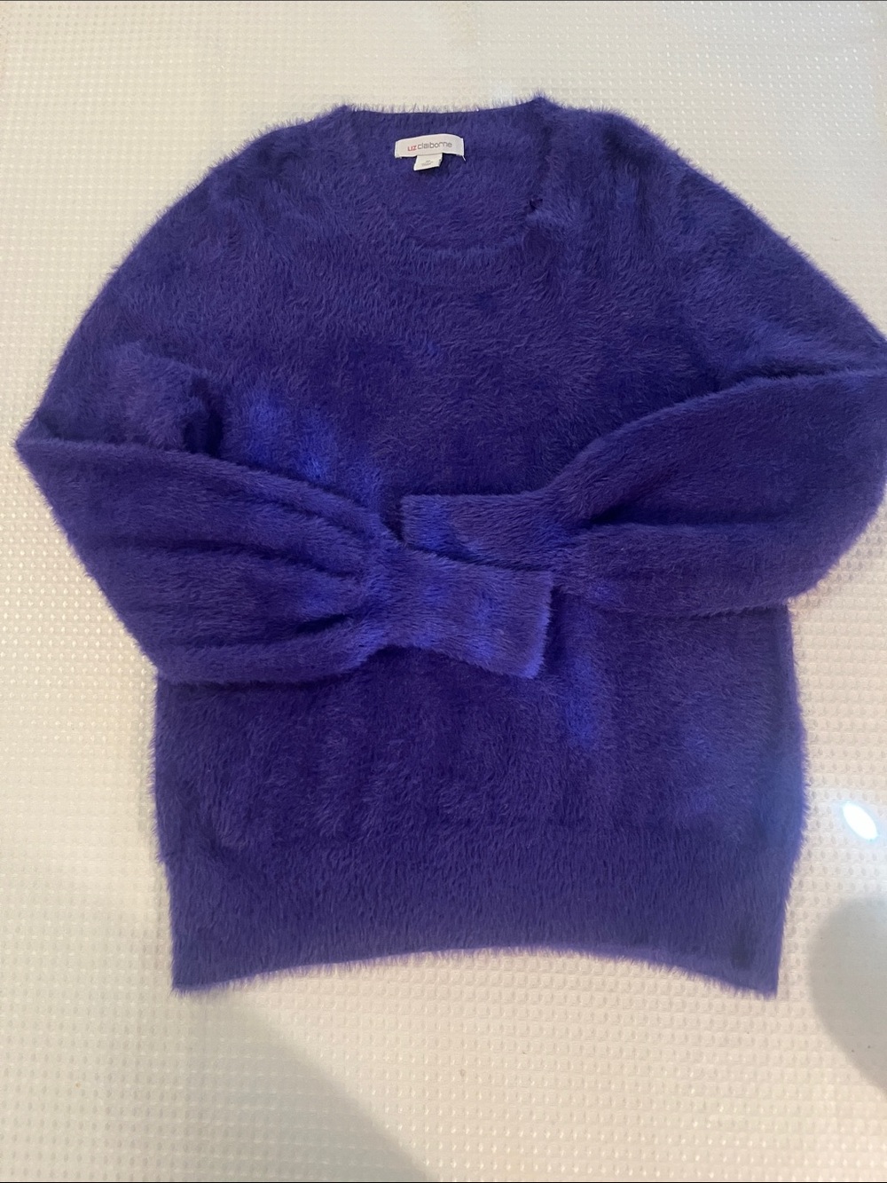 Liz Claiborne Cozy Purple Fuzzy Crewneck Sweater